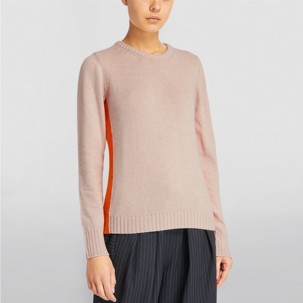 Me+em Cashmere Side-Stripe Sweater with Detachable Snood